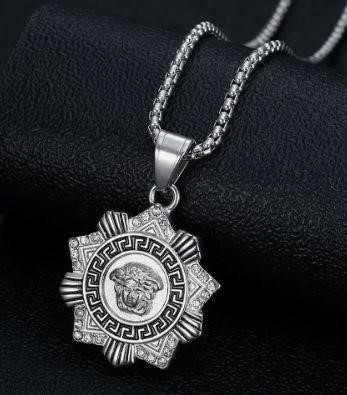 Italy 925 Silver Hip Hop Men's Necklace (Stamps)-Free Chain