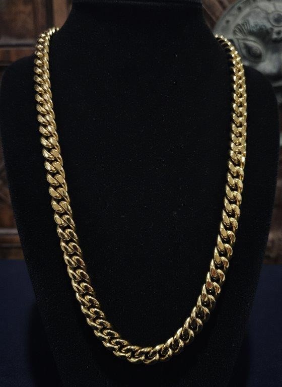 Luxury 18K Gold PVD Miami Cuban Link Chain Necklace 10mm-60cm