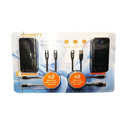 CYGNETT Power Pack + Bundle Kit, Boost Power Bank 20K, USB-C Cables. N.B: D