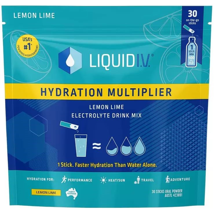 2 x Pack of 30pc LIQUID IV Hydration Multiplier Electrolyte Drink Mix, Lemo