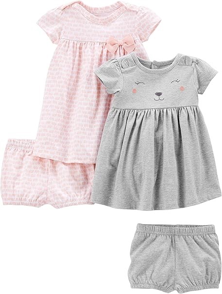 2 pack x SIMPLE JOYS BY CARTER'S Girls' Short-Sleeve and Sleeveless Dress S
