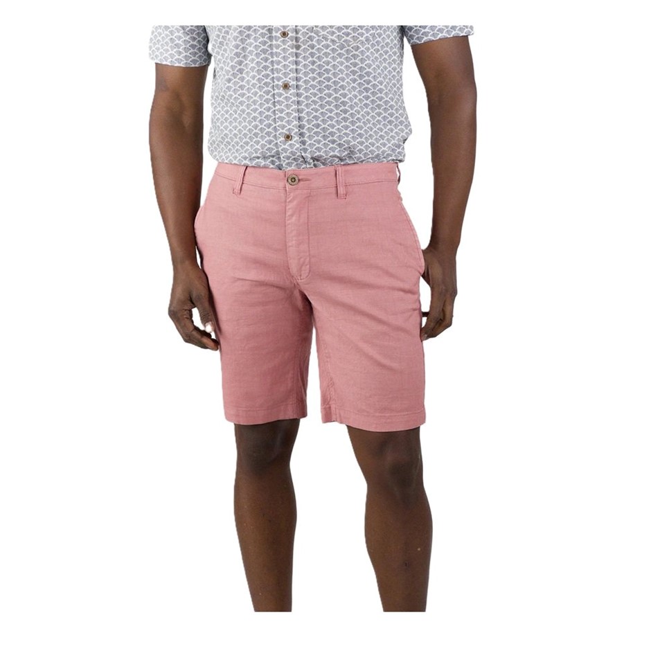 TAILOR VINTAGE Men's 9" Greenwich Shorts, Size 34, 52%Linen/45%Cotton, Dust