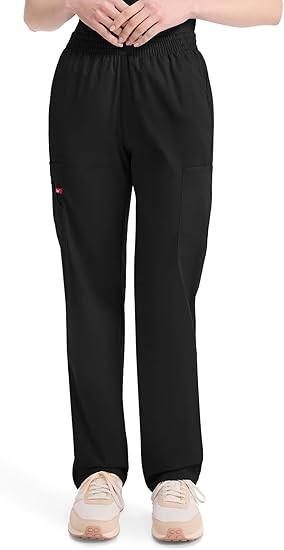 DICKIES Women's Signature Elastic Waist Scrubs Pant, Size M, Black, 86106.