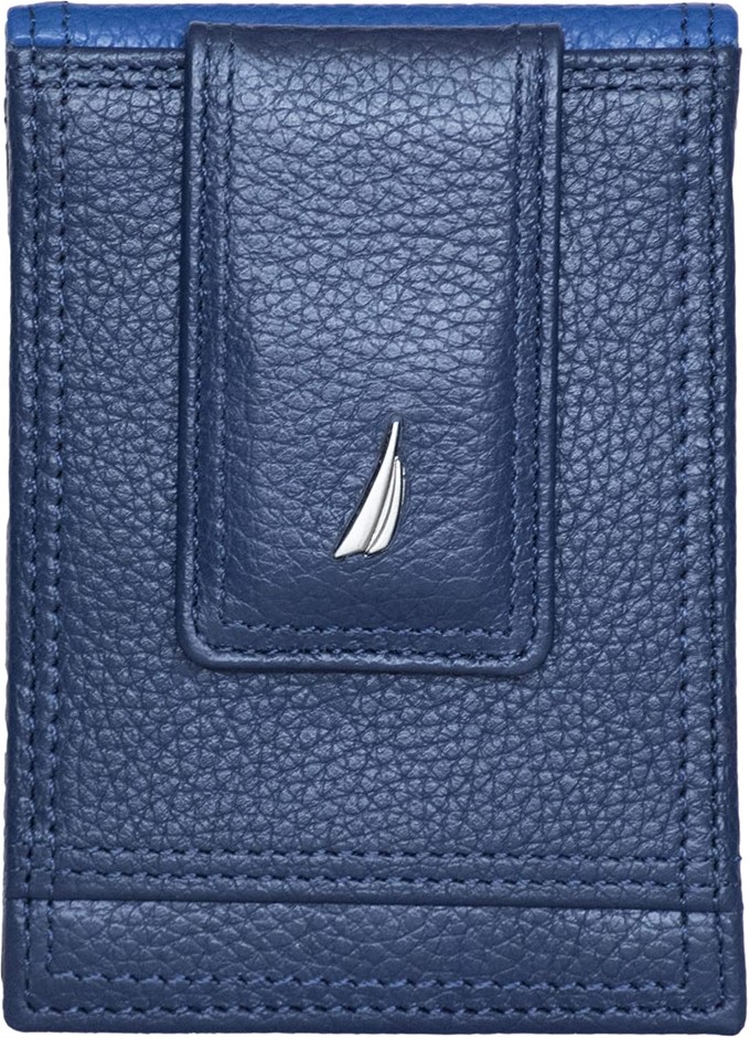 NAUTICA Pebble Two-Tone Leather Wallet, Cobalt Blue, OSFA, 61-1709-826. Bu