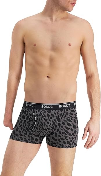 3 x BONDS Men's Cotton Blend Guyfront Trunks, Size M, Print Ue1, MX3N. RRP: