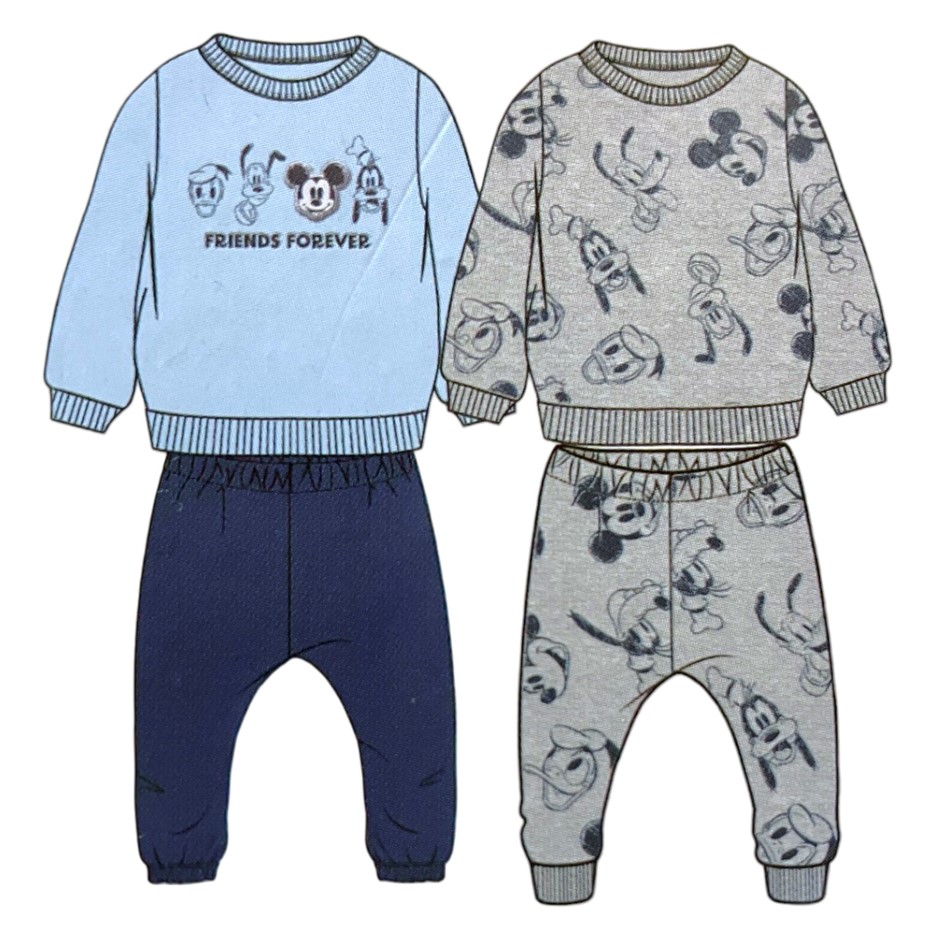 4pc DISNEY Infant Sweatshirt & Jogger Set, Size 6M, Mickey (Blue/Grey). Bu