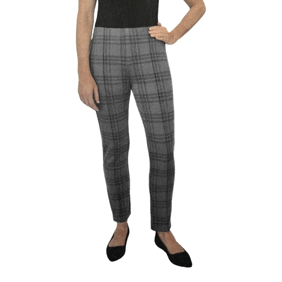 SABA Women's Ponte Pant, Size 12, Grey Plaid, AG2128. Buyers Note - Discou