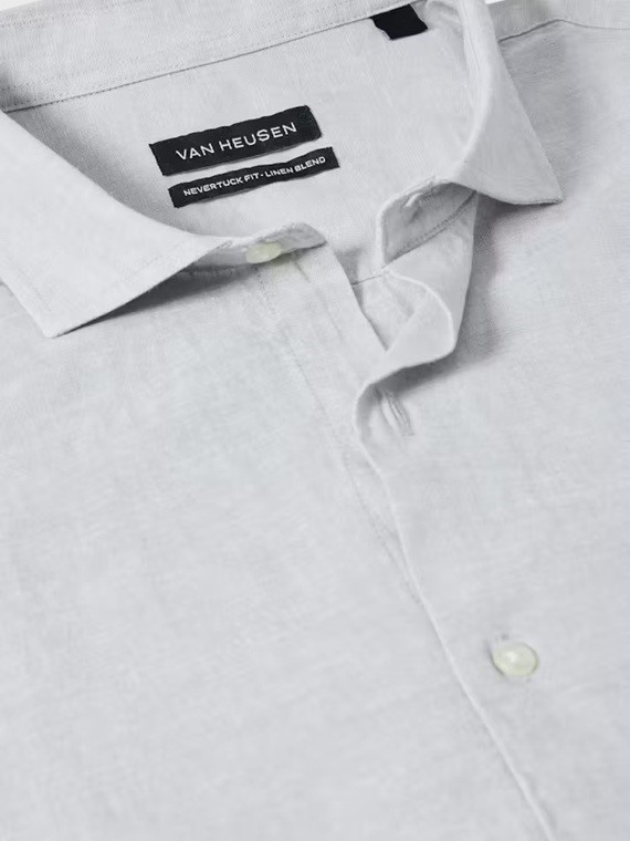 VAN HEUSEN Men's Linen Blend Nevertuck S/S Shirt, Size M, Grey (RCRG), VCOS