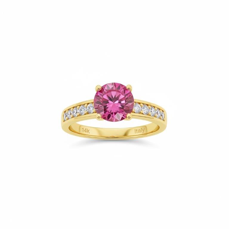 14K/Italy 1.0ct Pink Yellow Gold Filled Ring(stamped)Warranty Quality-6US