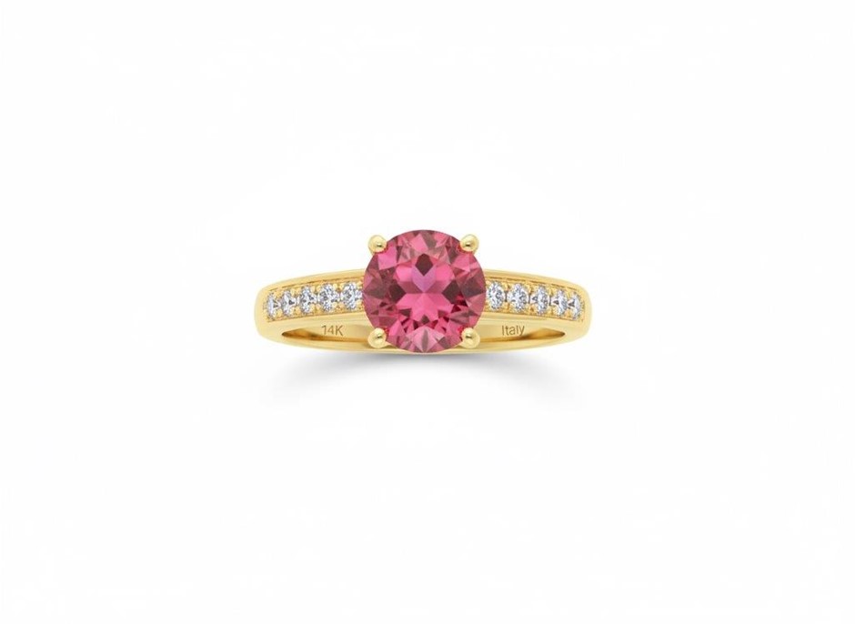 14K/Italy 1.0ct Ruby Stone Yellow Gold Filled Ring(stamped)-9US-Bonus Gift