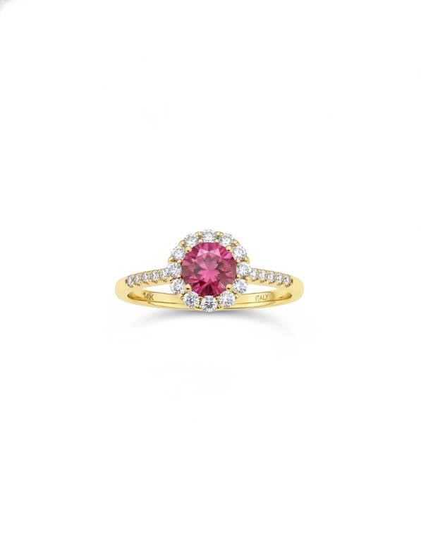 14K/Italy 1.0ct Ruby Stone Yellow Gold Filled Ring(stamped)-9US-Bonus Gift