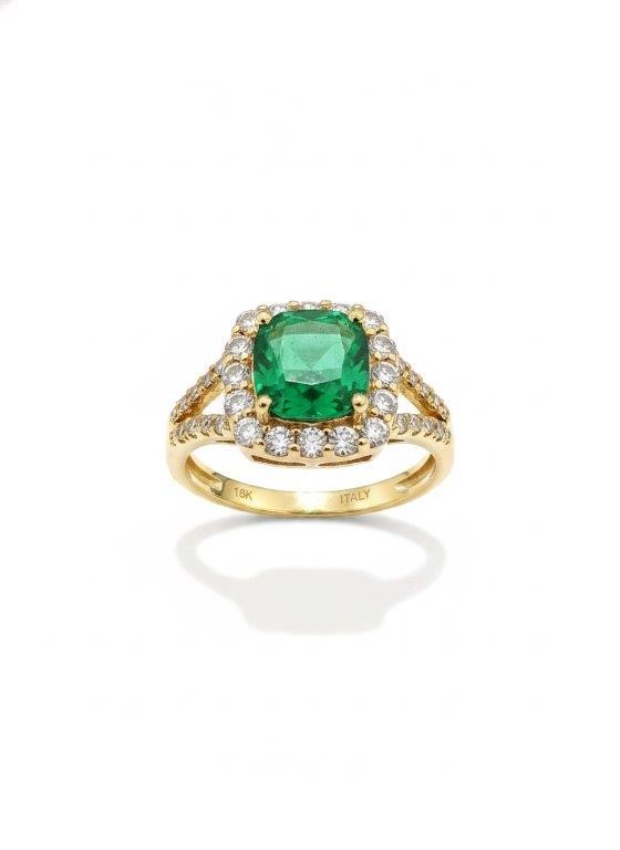 14K/Italy 2.0ct Green Princess Cut  Yellow Gold Filled Ring(stamped)-7US
