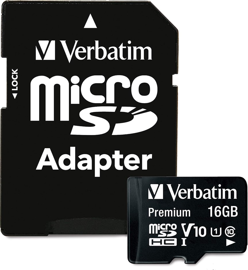 3 x VERBATIM 16GB Premium microSDHC Memory Card with Adapter UHS-I V10 Clas
