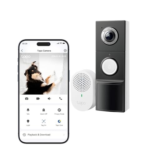TAPO TP-Link Smart Video Doorbell, Home Security System, Battery or Wired,5