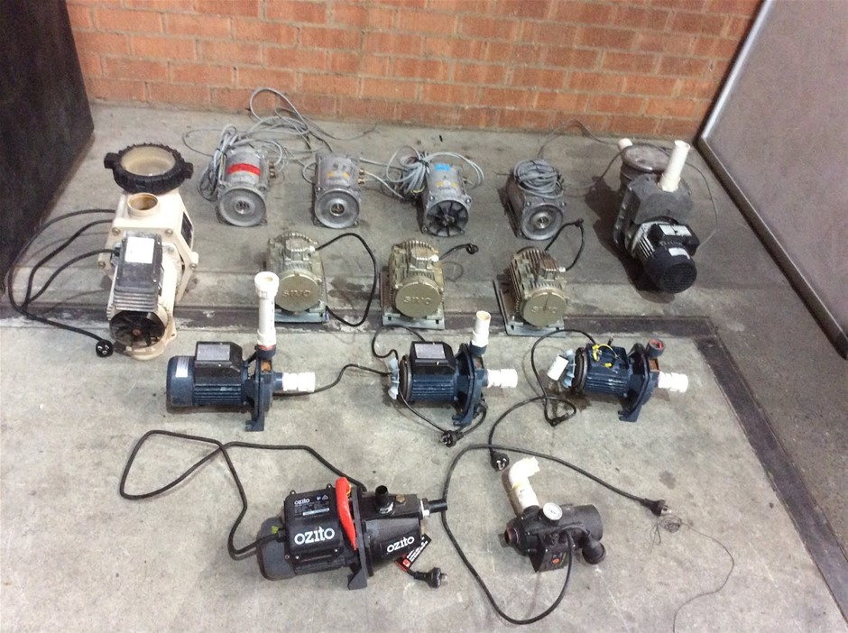 Mixed Water Pumps, Pool Pumps & Electric Motors (Lot Of 14)