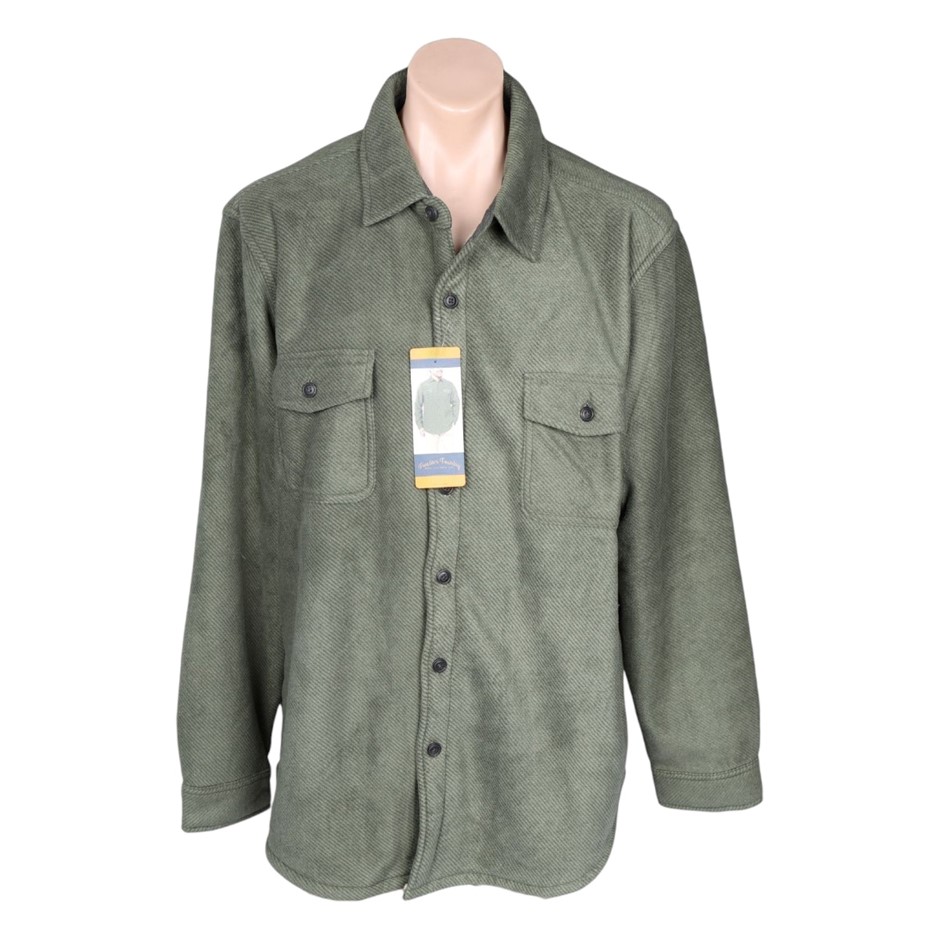 FREEDOM FOUNDRY Men's Plush Shirt Jacket, Size 2XL, Olive. Buyers Note - D