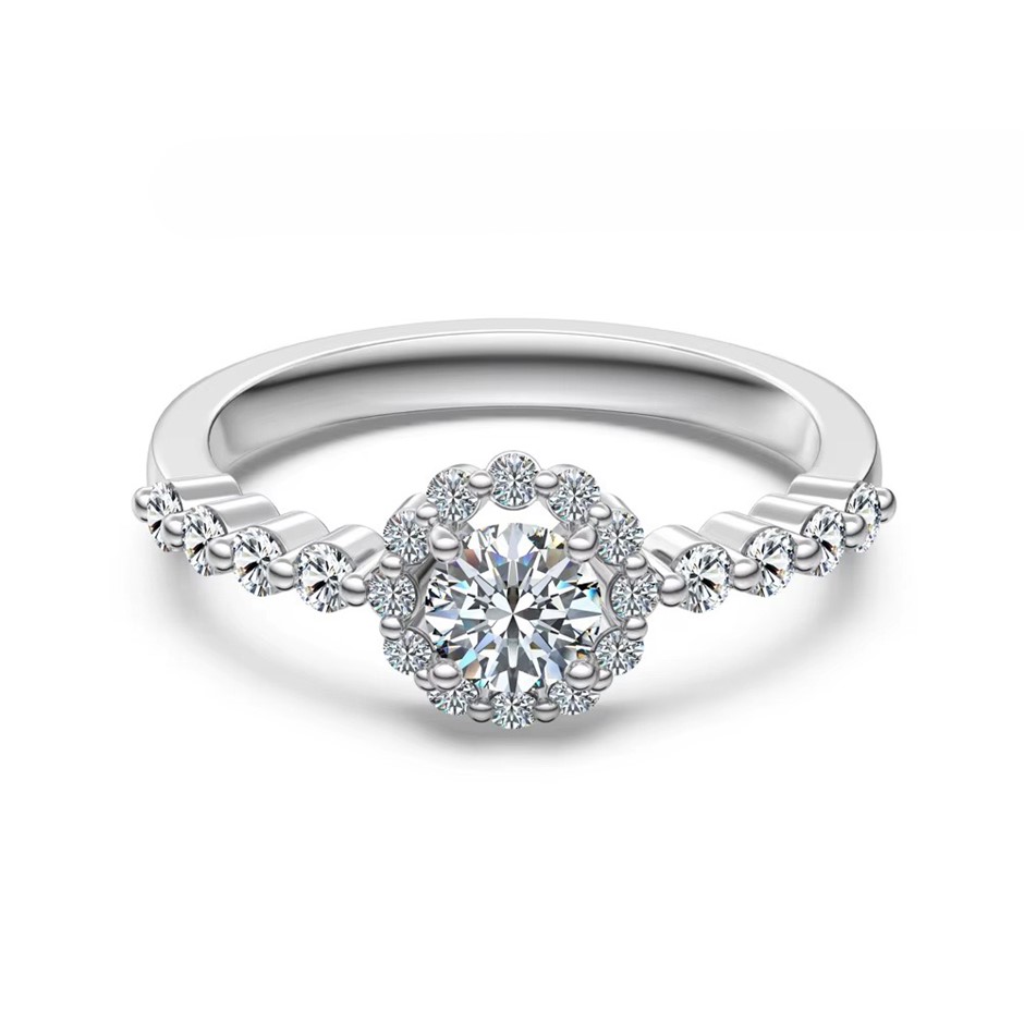 0.86ct Round Lab Created Certified Moissanite 925 Sterling Silver Ring