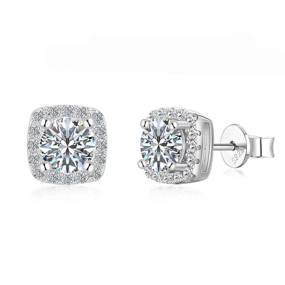 1.19ct Round Lab Created Certified Moissanite 925 Sterling Silver Earrings