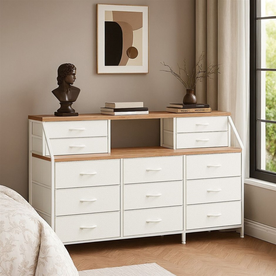 Wide Chest of Drawers Tall 13-Drawer Dresser Bedroom Storage Organiser