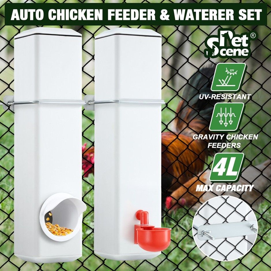 4L Automatic Chicken Feeder Water Dispenser Poultry Drinker Plastic