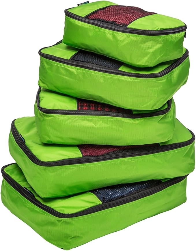 TravelWise Luggage Packing Organization Cubes 5 Pack Lime Green