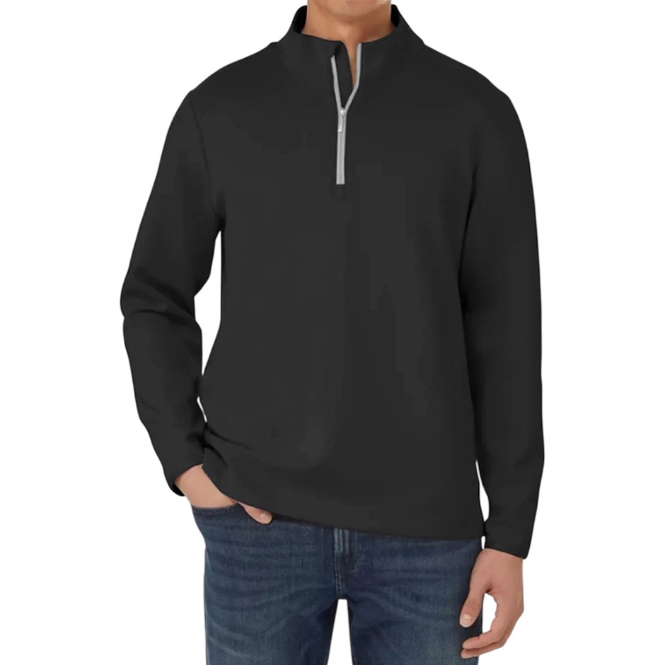 SIGNATURE Men's 1/2 Zip, Size XXL, Recycled Polyester, Black.