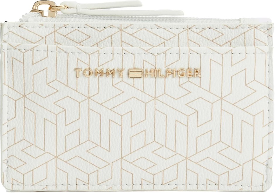 TOMMY HILFIGER Women's Mimi Zip Credit Card Wallet, White, RFID Blocking, S