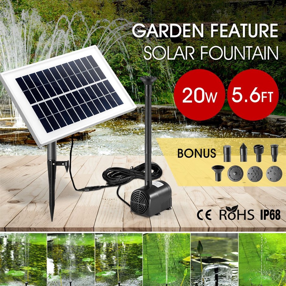 20W Solar Fountain Water Pump for Garden Pond Pool