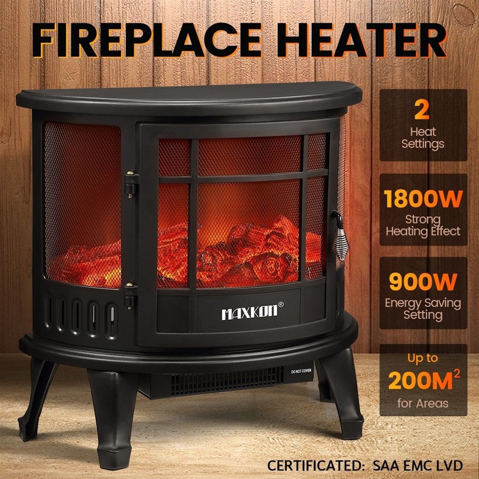 MAXKON 1800W Electric Fireplace Freestanding Stove LED Flame Effect Heater