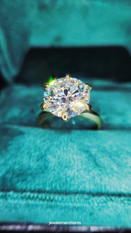 5.0ct GRA Moissanite white 18k Solid Yellow Gold Vermeil Ring -9US