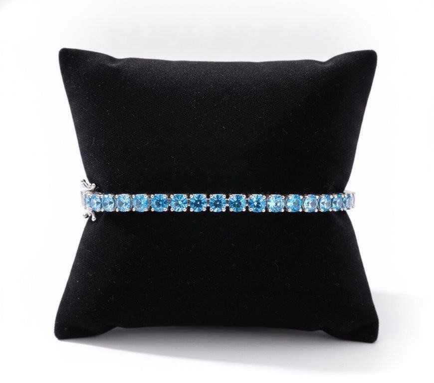 GRA Moissanite Blue Brilliant Cut stone Tennis Bracelet -S925-17.5cm-3mm