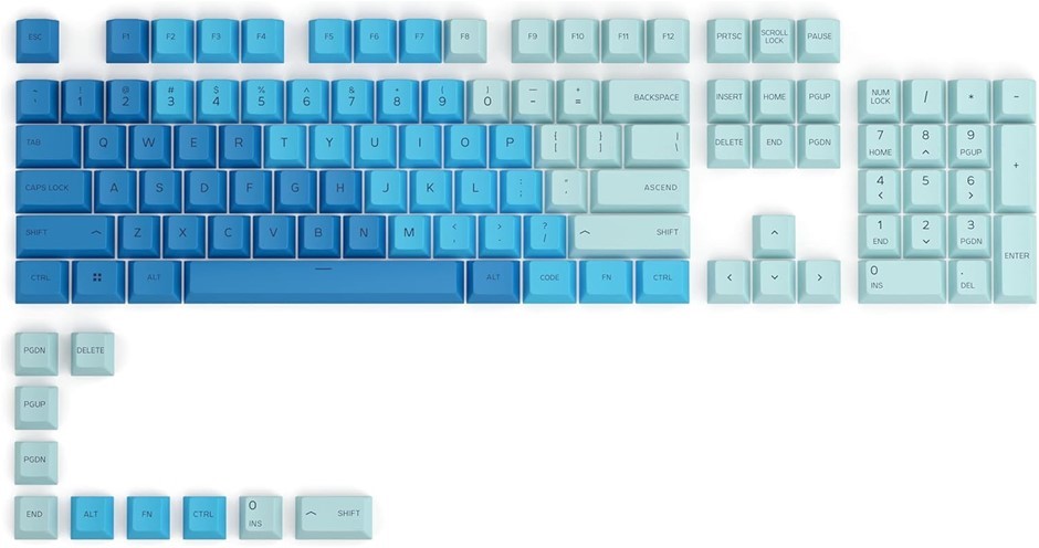 Glorious GPBT Dye Sublimated Keycaps (Caribbean Ocean) - Thick PBT Plastic