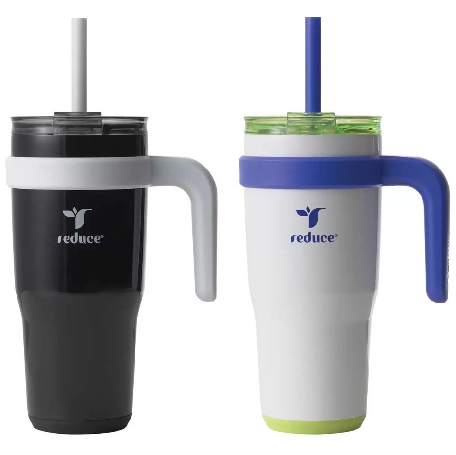 REDUCE Cold1 Tumbler Cup w/ Straw, 710ml, Black/ White/Pink/Green. NB: no b