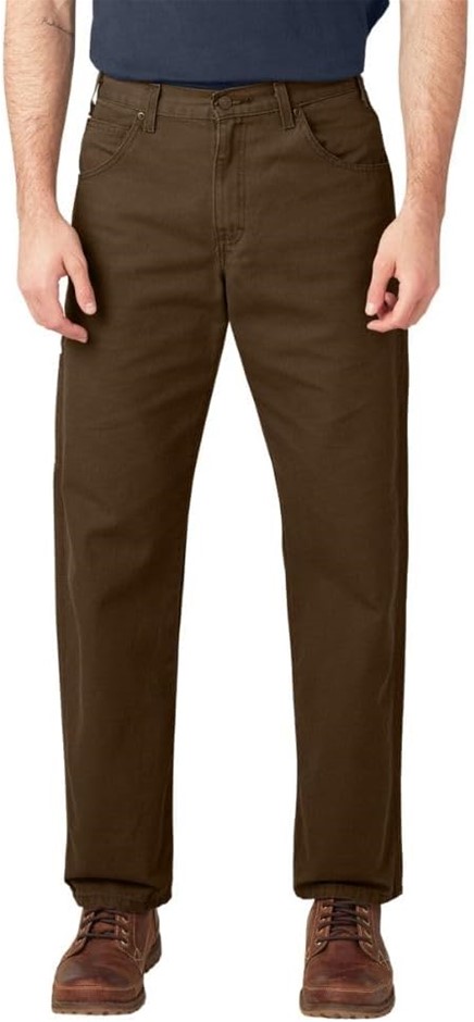 Dickies Men's Relaxed Fit Straight-leg Duck Carpenter Jean, Brown, 30W x 30