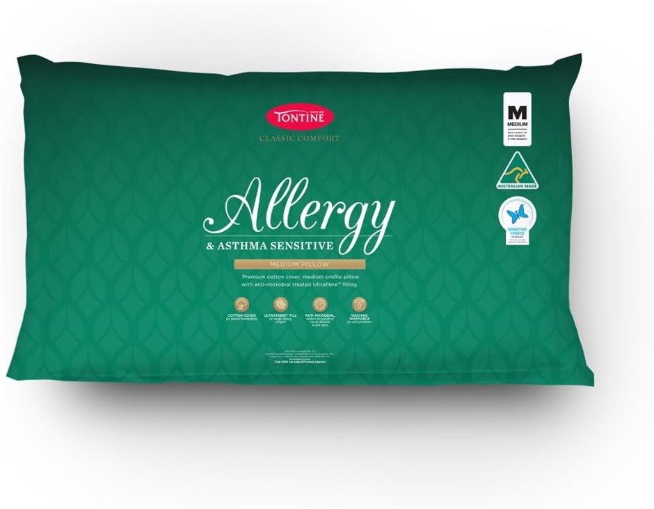 TONTINE Classic Comfort Allergy & Asthma Sensitive Pillow – Medium Height