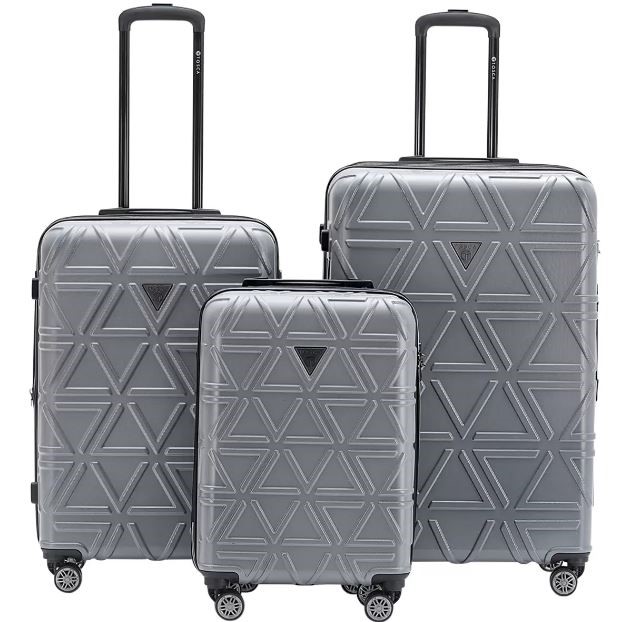 TOSCA Eclipse 3pc Hardside Luggage Set, Pewter Grey, Large Case: 30-Inch, M