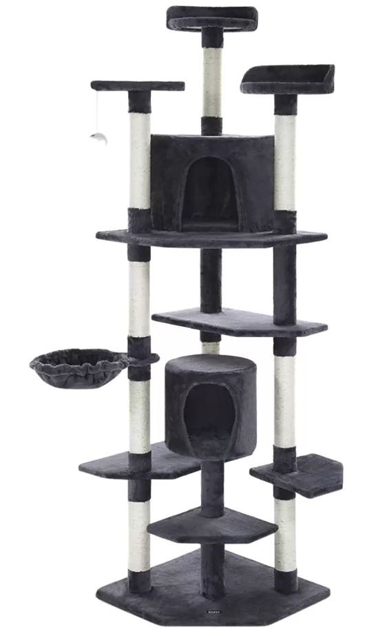 I.PET Cat Tree, 203cm, Grey. NB: Well used, not in original packaging, some