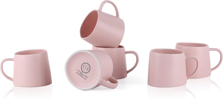 STONE IAIN Delilah Mug 6-Piece Dish Set, Porcelain, Blush