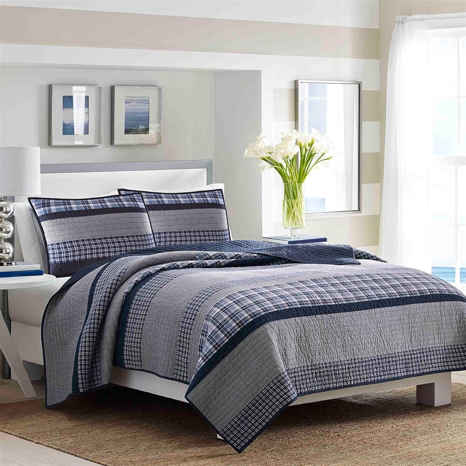 NAUTICA Twin Quilt, Cotton Reversible Bedding, Home Decor for All Seasons (