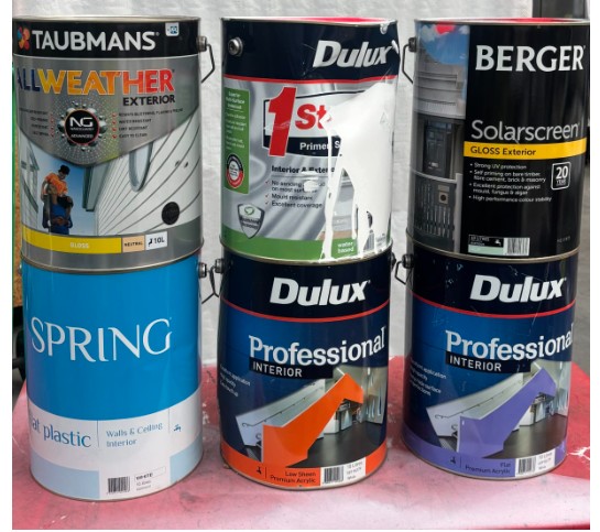 Assorted Premium Paint Products – Approx. 10L Tins (6 Units)