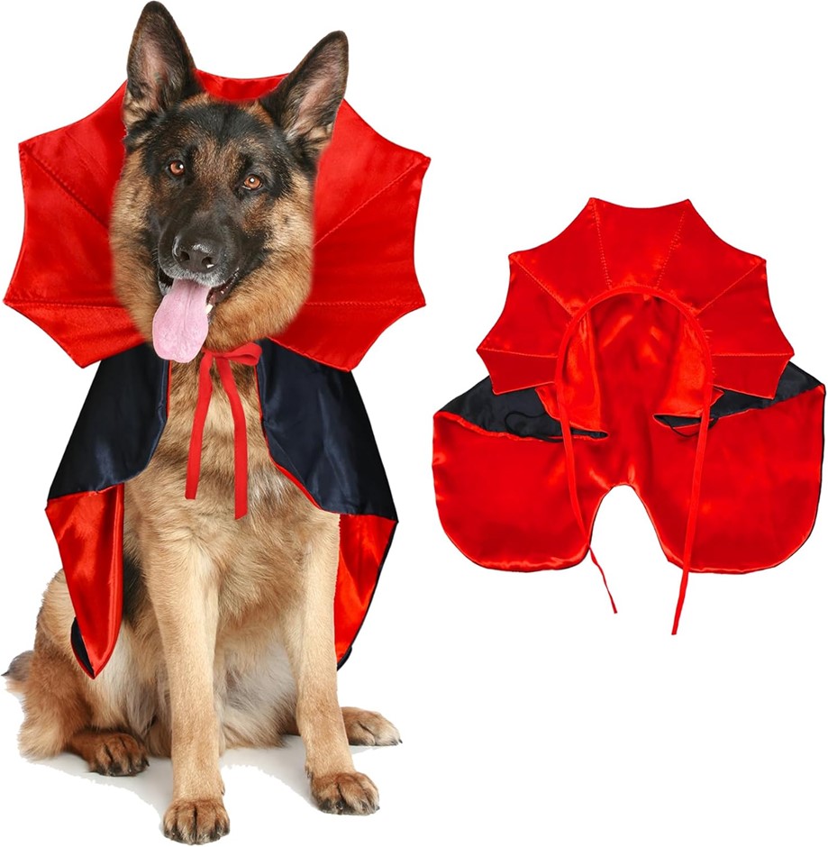 GOYOSWA Dog Halloween Costumes - Vampire Cloak Cape for Small, Medium & Lar
