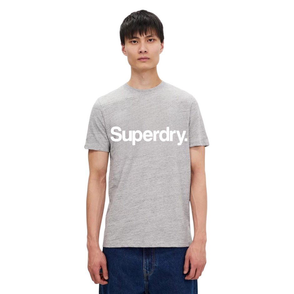 SUPERDRY Tonal Logo Tee, Size XS, 100% Cotton, Athletic Grey Marle (8S4), S