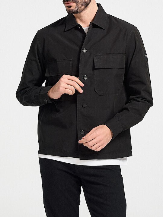 CALVIN KLEIN Men's Blended Twill Overshirt, Size 2XL, Black (BEH), K10K1099