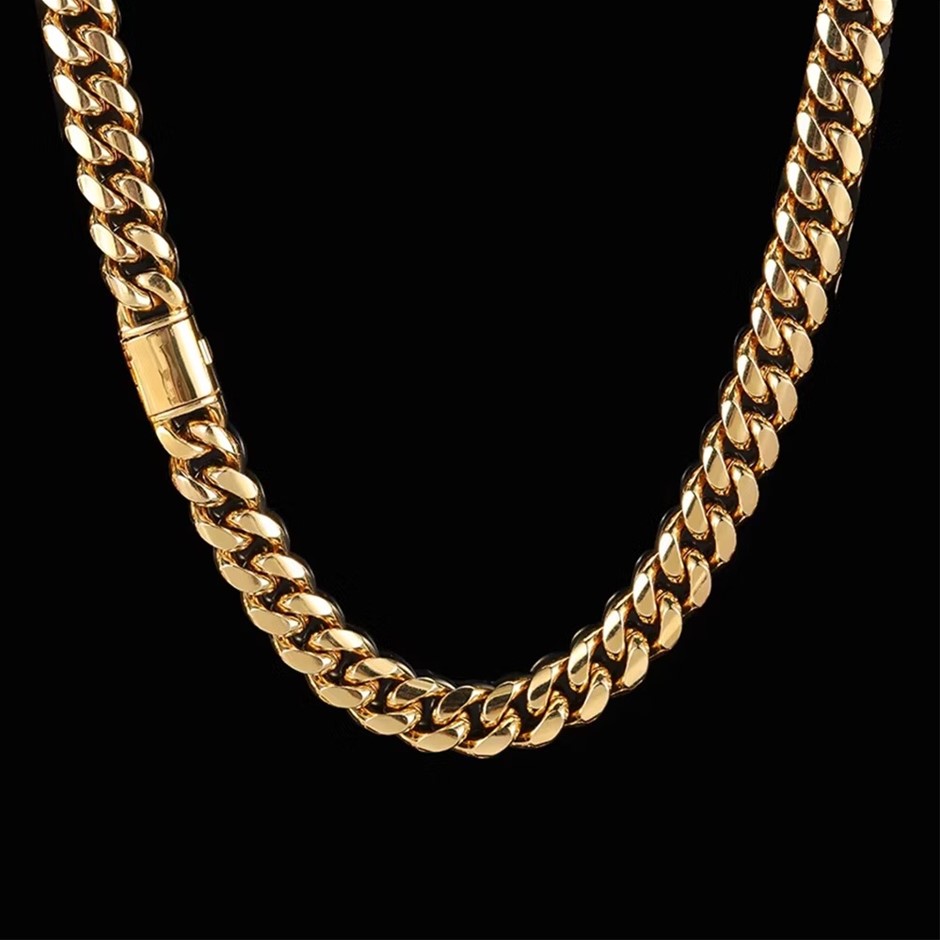 18K Gold-Filled Cuban Link Chain Necklace, 14MM Wide - 50.8cm