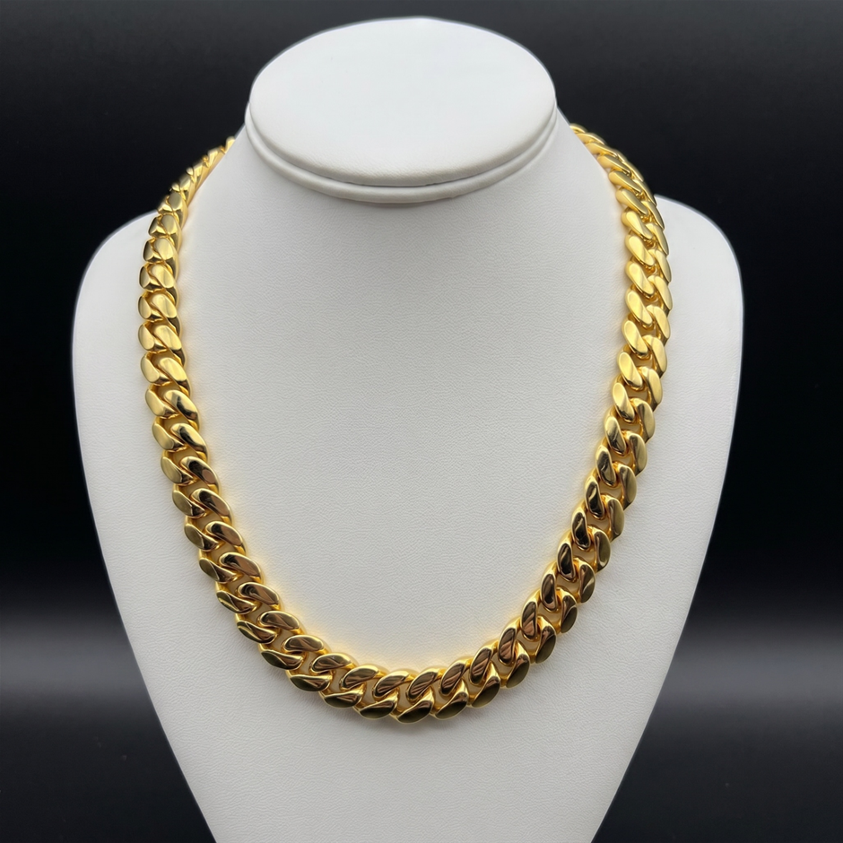18K Gold-Filled Cuban Chain Necklace, 10MM Wide - 60.9cm