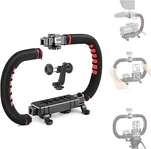 ZEADIO Camera Smartphone Stabilizer, Foldable Handle Grip Handheld Video Ri