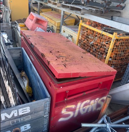 Red Tool Box of Construction Signs