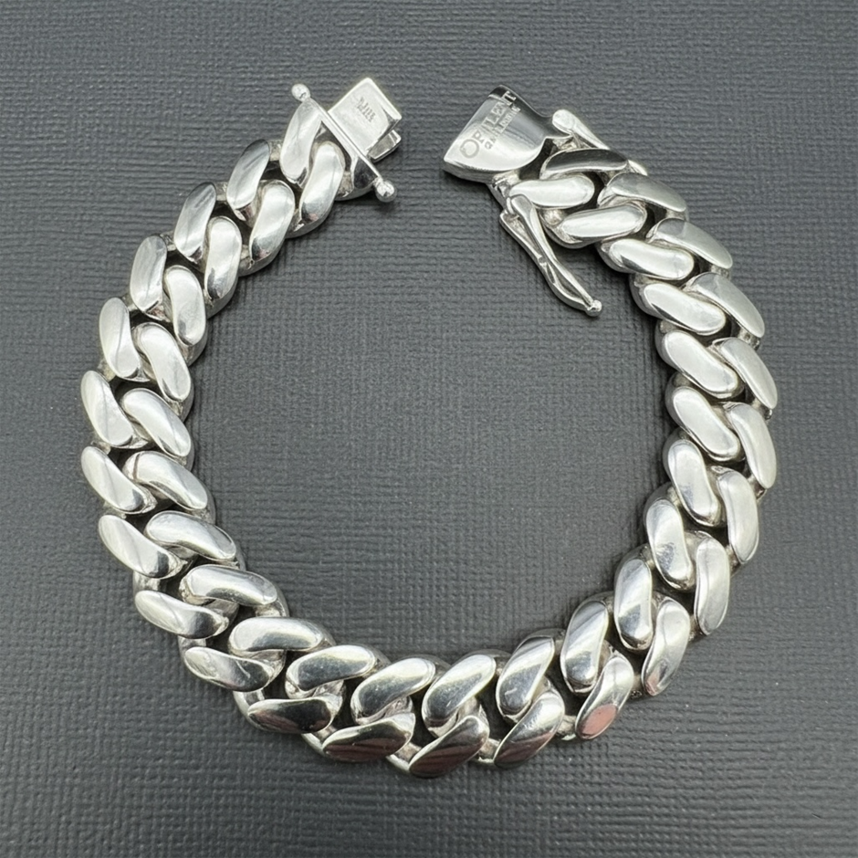 Silver-Filled Cuban Chain Bracelet, 15MM Wide - 20.3cm