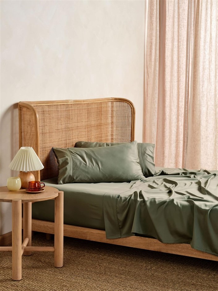 LINEN HOUSE Nara 400TC Bamboo/Cotton Moss,  King Sheet Set.