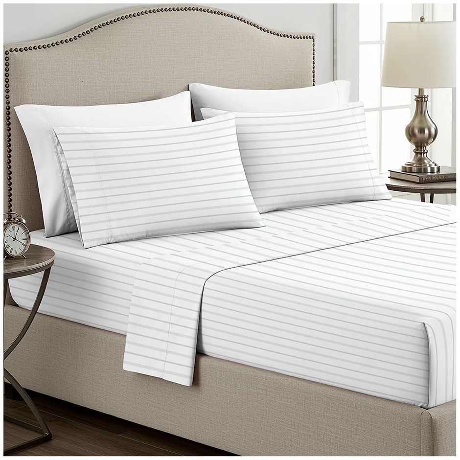 Boutique Living Cotton Flannel Sheet Set 4 Piece King Bar Stripe